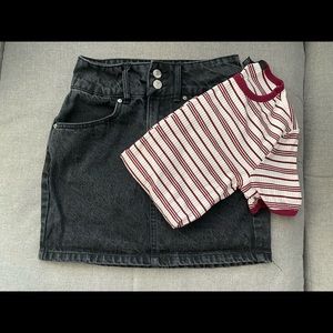 Forever 21 - denim skirt, striped top, shorts